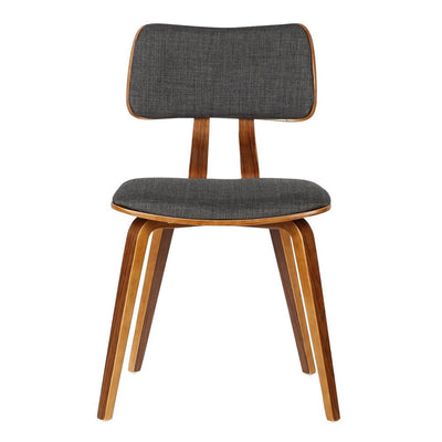 Armen Living Jaguar Mid-Century Dining Chair in Walnut Wood and Charcoal Fabric