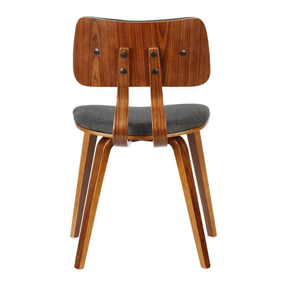 Armen Living Jaguar Mid-Century Dining Chair in Walnut Wood and Charcoal Fabric