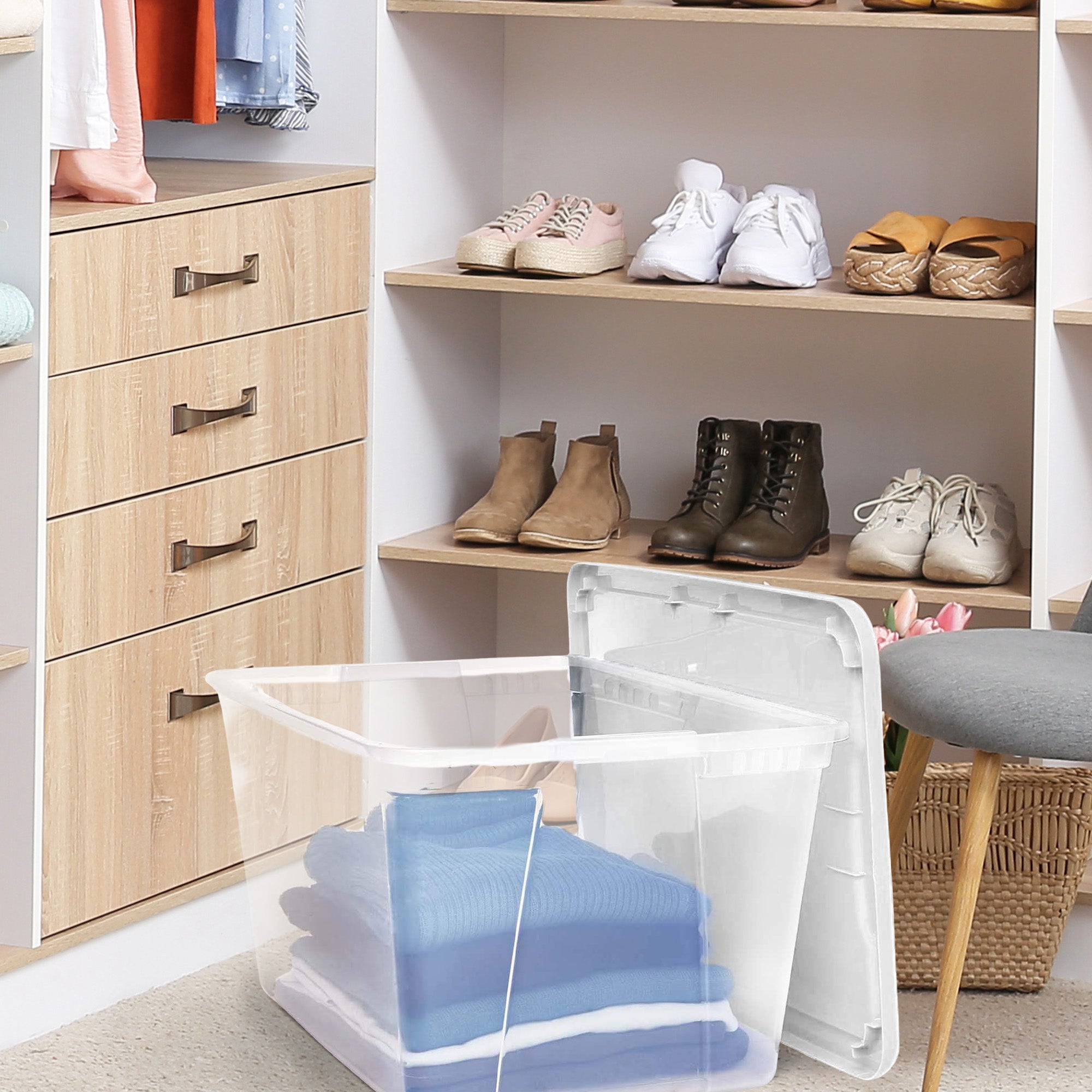 HOMZ 56qt Snaplock Clear Plastic Storage Container Bin with Secure Lid, 2 Pack - VMInnovations