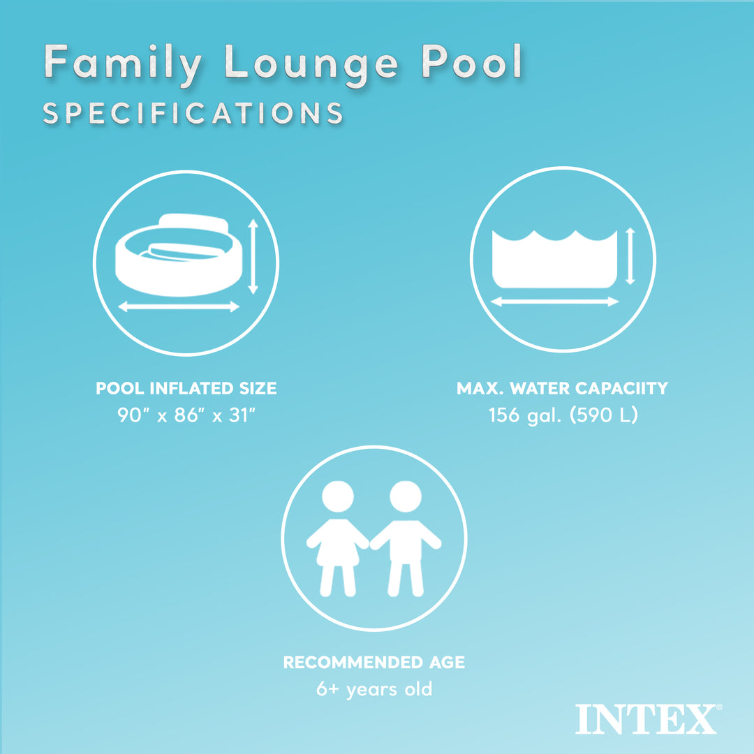Intex Swim Center Round Inflatable Outdoor Swimming Lounge Pool with Pool Cover