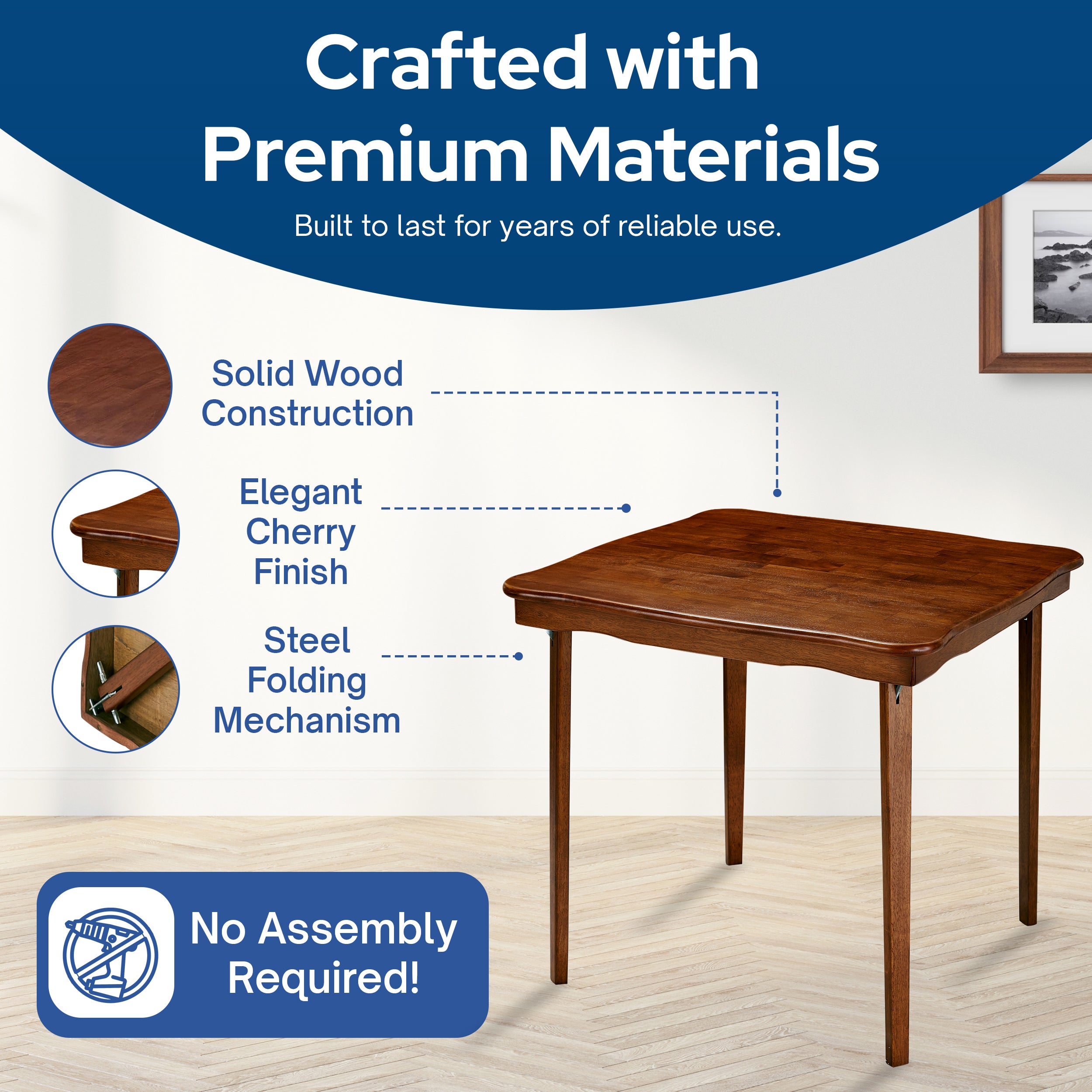 MECO Stakmore Scalloped Edge Compact Folding Card Table, Cherry (Open Box)
