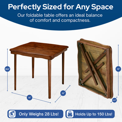 MECO Stakmore Scalloped Edge Compact Traditional Folding Table, Cherry (Used)