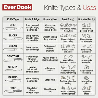 EverCook 4-Piece Kitchen Knife Set with Blade Sheaths, 1.5/2 mm Stainless Steel