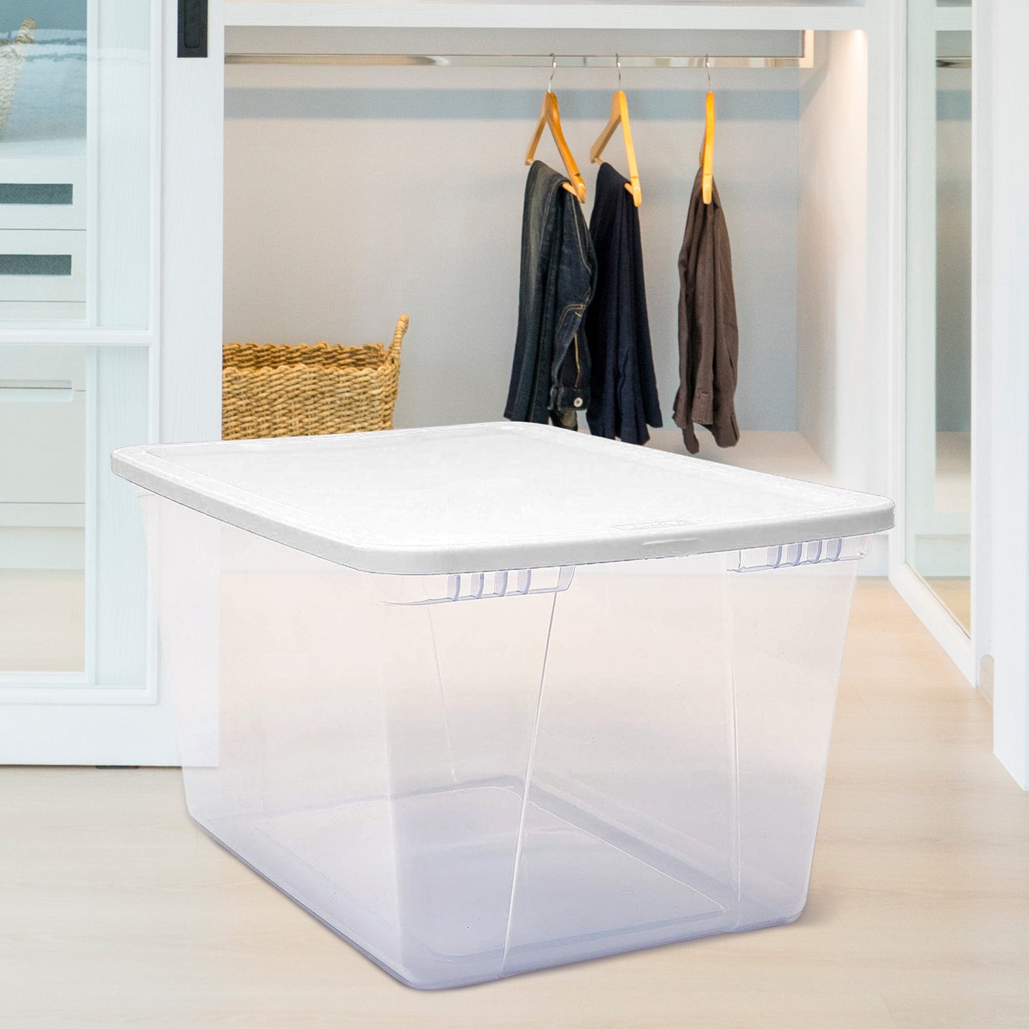 56qt Snaplock Clear Plastic Storage Container Bin w/ Secure Lid, 2 Pack (Used) - VMInnovations