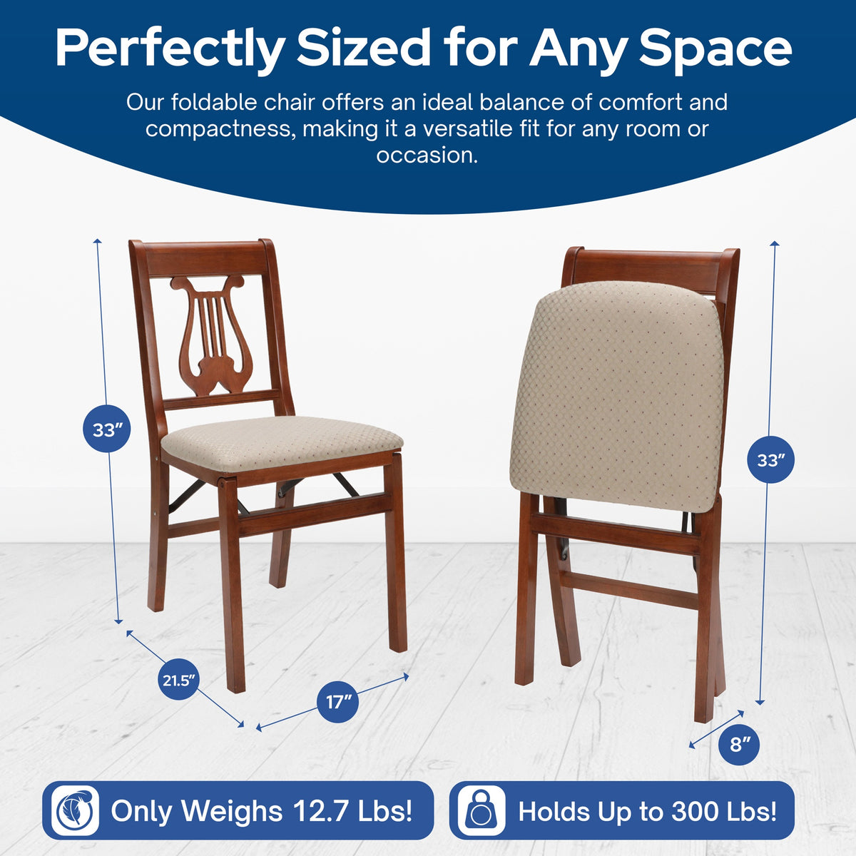 MECO Stakmore Music Back Wooden Folding Chairs and Solid Wood Folding Card Table