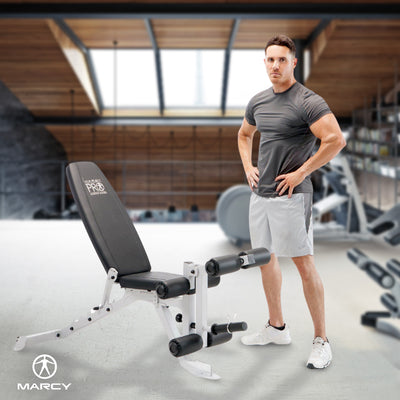 Marcy Powder Coated Steel Home Gym Multipurpose Weight Bench, White (Used) - VMInnovations