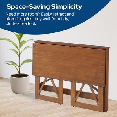 MECO Stakmore Stylish Versatile Folding Desk with Built In Outlets, Fruitwood - VMInnovations