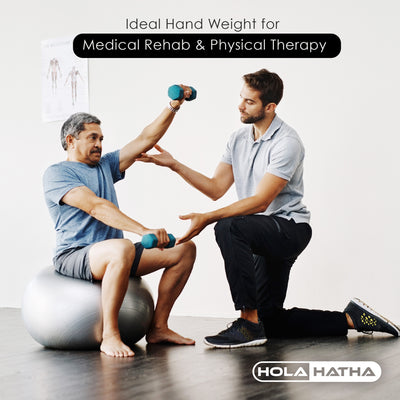 HolaHatha 5, 10, and 15 LB Neoprene Dumbbell Weight Set w/ Rack (Open Box) - VMInnovations