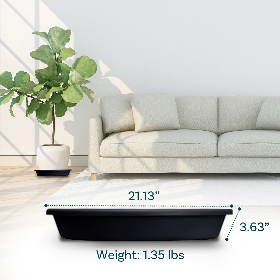 HC Companies Classic 21.13 Inch Round Saucer Tray for 24 Inch Flower Pots, Black - VMInnovations