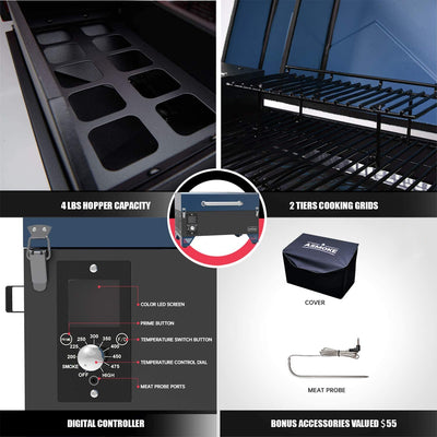 ASMOKE Portable 256 Sq Inch Pellet Grill and Smoker w/ Starter Kit (Open Box) - VMInnovations