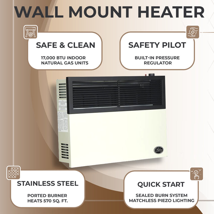 Ashley Hearth 17,000 BTU Direct Vent Liquid Propane Wall Mount Heater(For Parts)