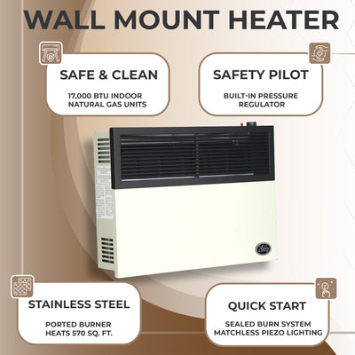 Ashley Hearth 17,000 BTU Direct Vent Liquid Propane Wall Mount Heater(For Parts)