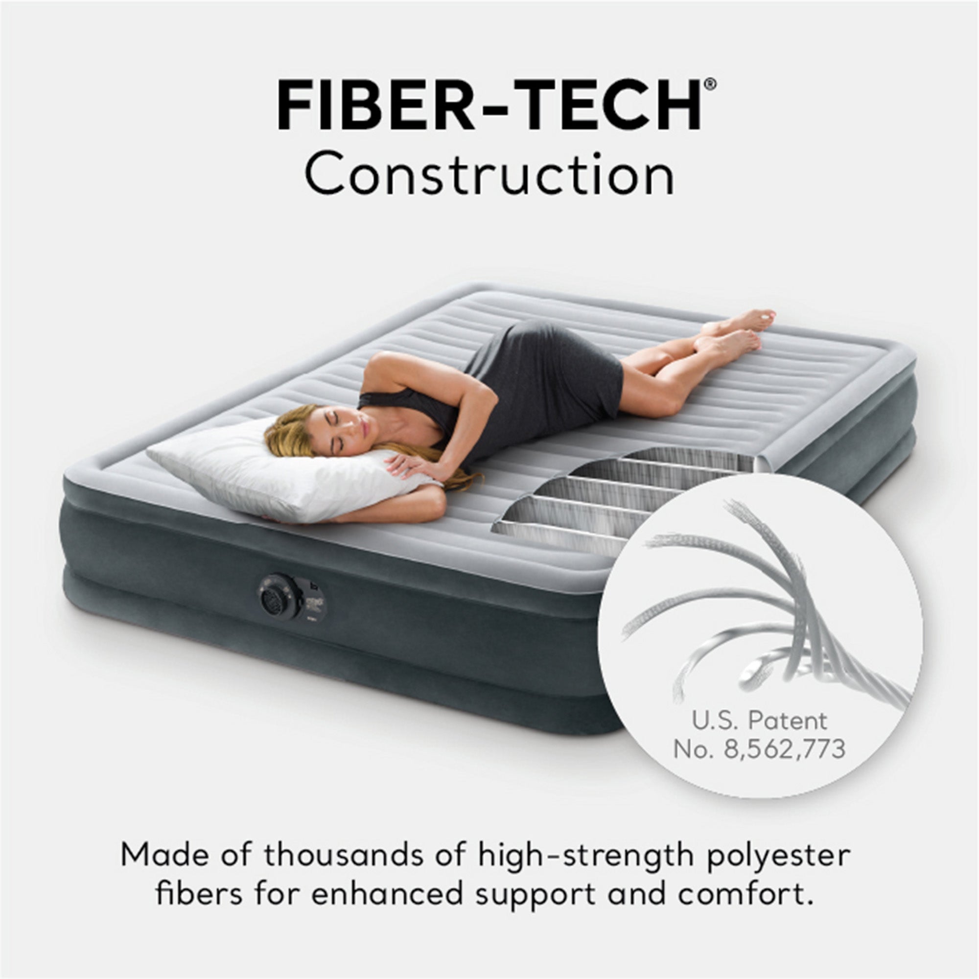 Intex Comfort Deluxe Plush Air Mattress Bed with Built-In Pump, Queen (Open Box) - VMInnovations