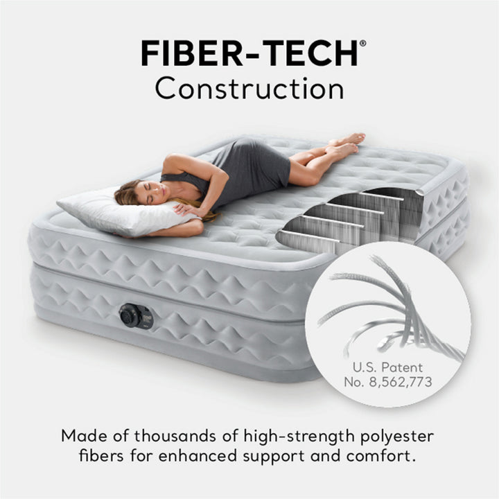 Intex Dura Beam Supreme Air Flow Air Mattress with Built In Pump, Queen (Used)