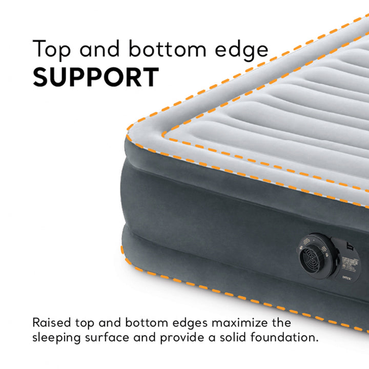 Intex Comfort Deluxe Dura-Beam Plush Air Mattress Bed with Built-In Pump, Full