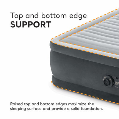 Intex 64413ED Elevated Dura Beam Fiber Tech Airbed with Built in Pump, Queen (Damaged)