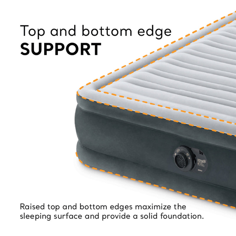 Intex Comfort Deluxe Plush Air Mattress Bed with Built-In Pump, Queen (Open Box)