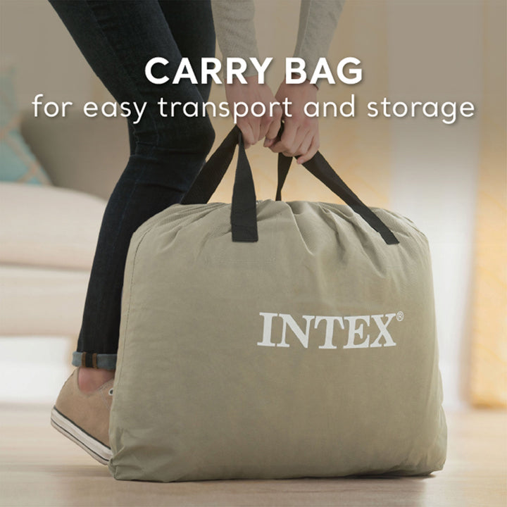 Intex Dura Beam Deluxe Pillow Raised Air Mattress Bed Built In Pump, Q(Open Box)