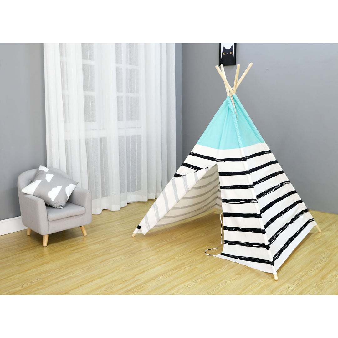 Asweets Blue Top Childrens Kids Foldable Canvas Play Teepee Tent Toy (Used)