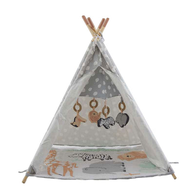 Wonder&Wise Baby Kids Foldable Activity Teepee Play Tent with Safari Mat (Used)