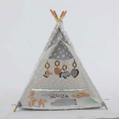 Wonder&Wise Baby Kids Foldable Activity Teepee Play Tent with Safari Mat (Used)