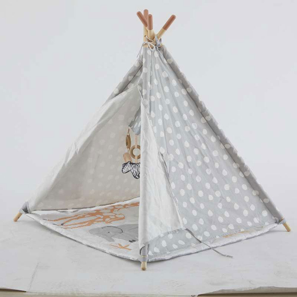 Wonder&Wise Baby Kids Foldable Activity Teepee Play Tent with Safari Mat (Used) - VMInnovations
