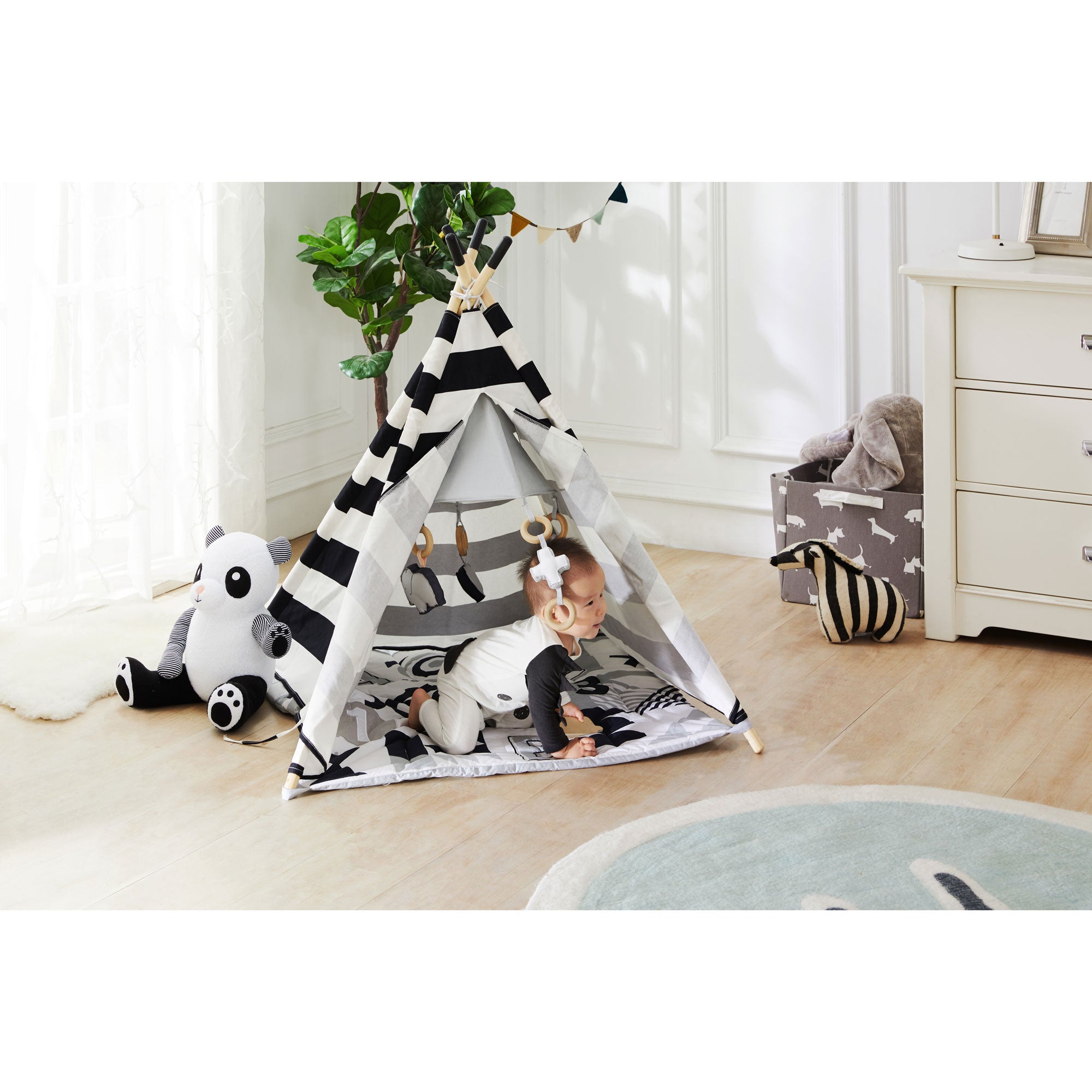 Asweets Indoor Foldable Teepee Play Tent with ABC Mat (Open Box) - VMInnovations