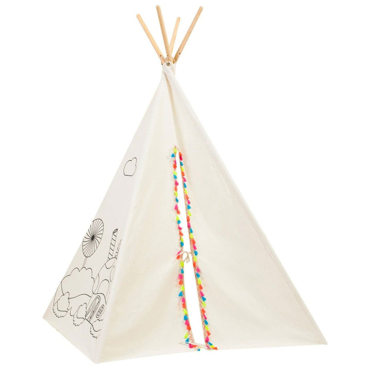 Asweets Childrens Canvas Painting Teepee Play Tent and Markers (Open Box)