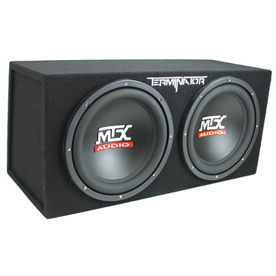 MTX TNE212D 12" 1200W Dual Loaded Car Subwoofers Box & Planet 1500W Amp with Kit - VMInnovations