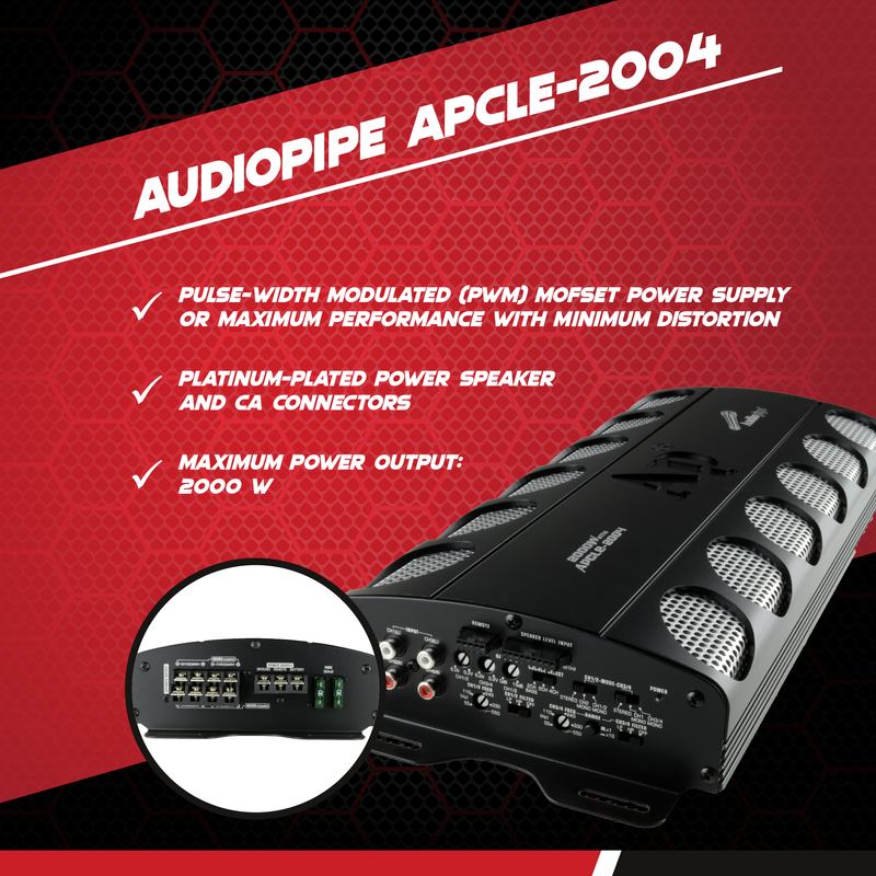 Audiopipe APCLE-2004 2000 Watt 4-Channel AB Car Audio MOSFET Amplifier (2 Pack)