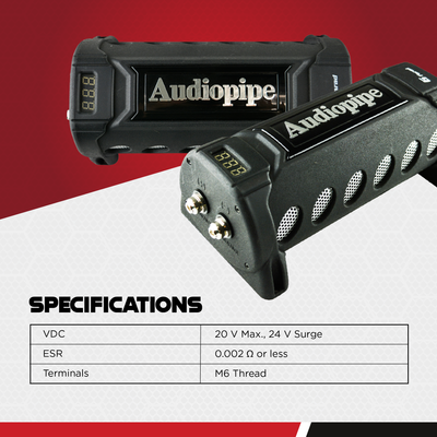 Audiopipe ACAP-6000 6 Power Car Audio Capacitor Digital Display Black (4 Pack)