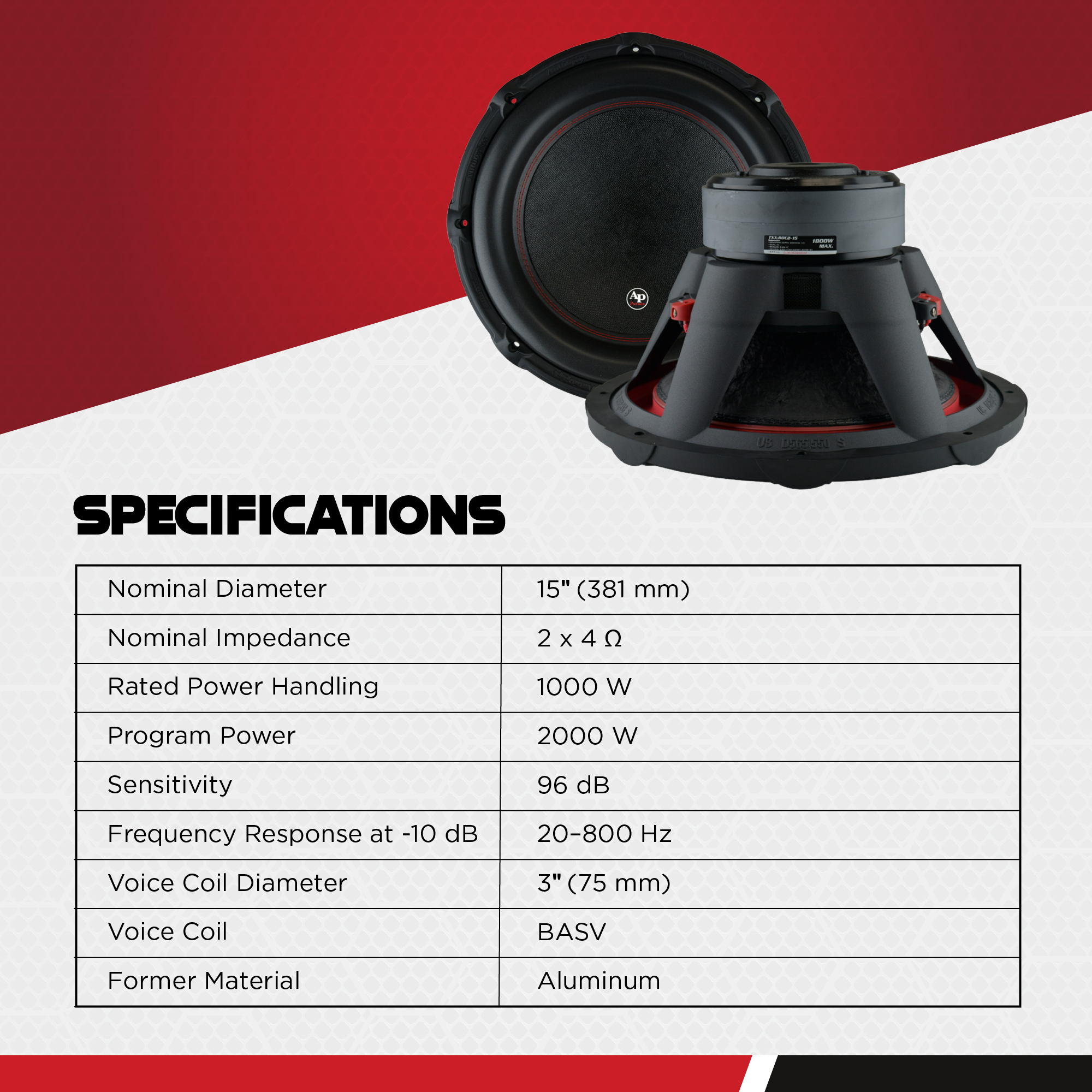 AudioPipe 12 In DVC Car Audio Subwoofer and QPower 12 In Sub Box Enclosure QBOMB