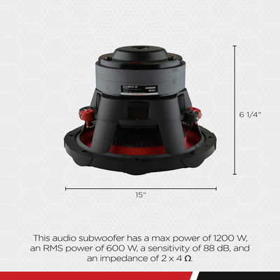 AudioPipe TXX-BDC2-10 High Power 1200W 10" 4 Ohm DVC Car Audio Subwoofer, Black