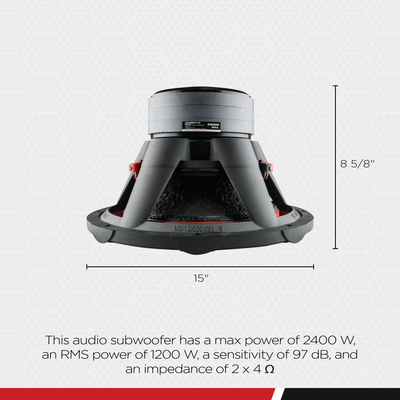 Audiopipe TXX-BDC3-15 15" 2400W Car Audio DVC Dual 4 Ohm High Power Subwoofer - VMInnovations
