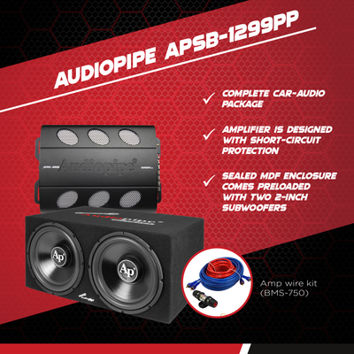 Audiopipe 12 Inch Car Audio Subwoofers, 500 Watt Amp, and Wire Kit (For Parts)