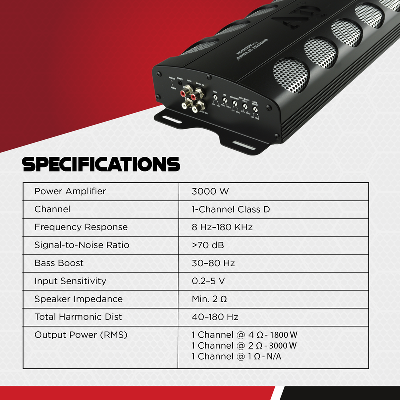 Audiopipe APCLE-15001D 1500W Class D 1 Ohm Car Audio Mono Amplifier + Wiring Kit - VMInnovations