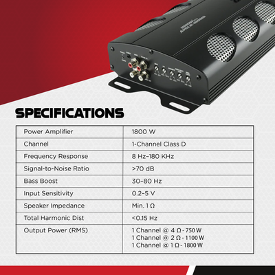Audiopipe APCLE-18001D 1800 Watt Class D 1 Ohm Car Audio Mono Amplifier (2 Pack) - VMInnovations
