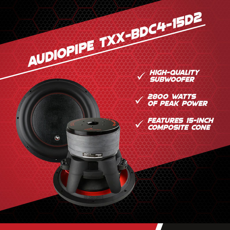 AudioPipe TXX-BDC4-15D2 15-Inch Subwoofer Dual 2 Ohm 1400 Watts RMS Car Audio