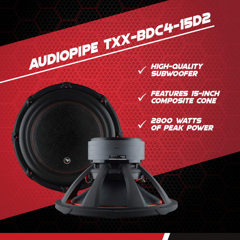 AudioPipe Sub-BDC4-15D2 15-Inch Sub Dual 2 Ohm 1400 W RMS Car Audio (4 Pack)