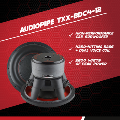 AudioPipe TXX-BDC4-12 12 Inch 2200W 4 Ohm Car Audio Subwoofer (2 Pack) & Sub Box