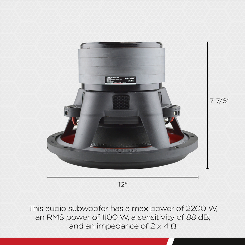 AudioPipe Dual 4 Ohm 12 inch 2,200 Watt Car Speaker Subwoofer, Black (Open Box)