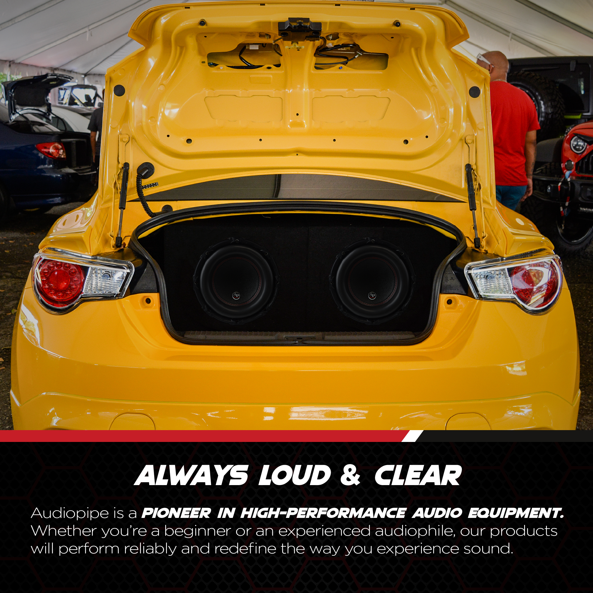 AudioPipe 12 Inch 2200W 4 Ohm Car Audio Subwoofer Quad Stack & Vented Enclosure