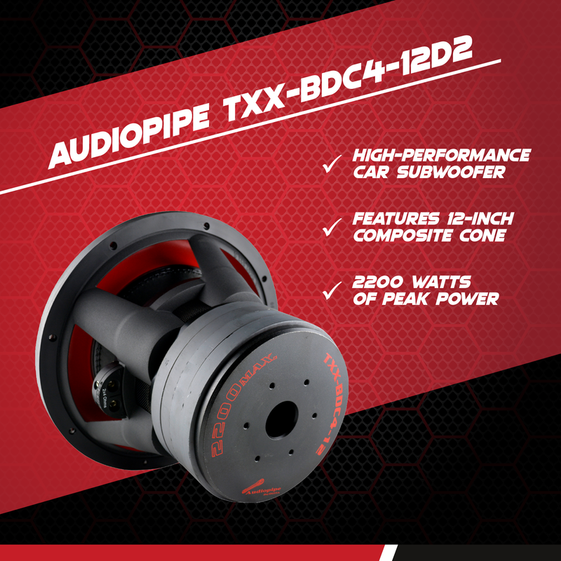 AudioPipe Sub-BDC4-12D2 12-Inch Sub Dual 2 Ohm 1100 W RMS Car Audio (4 Pack)