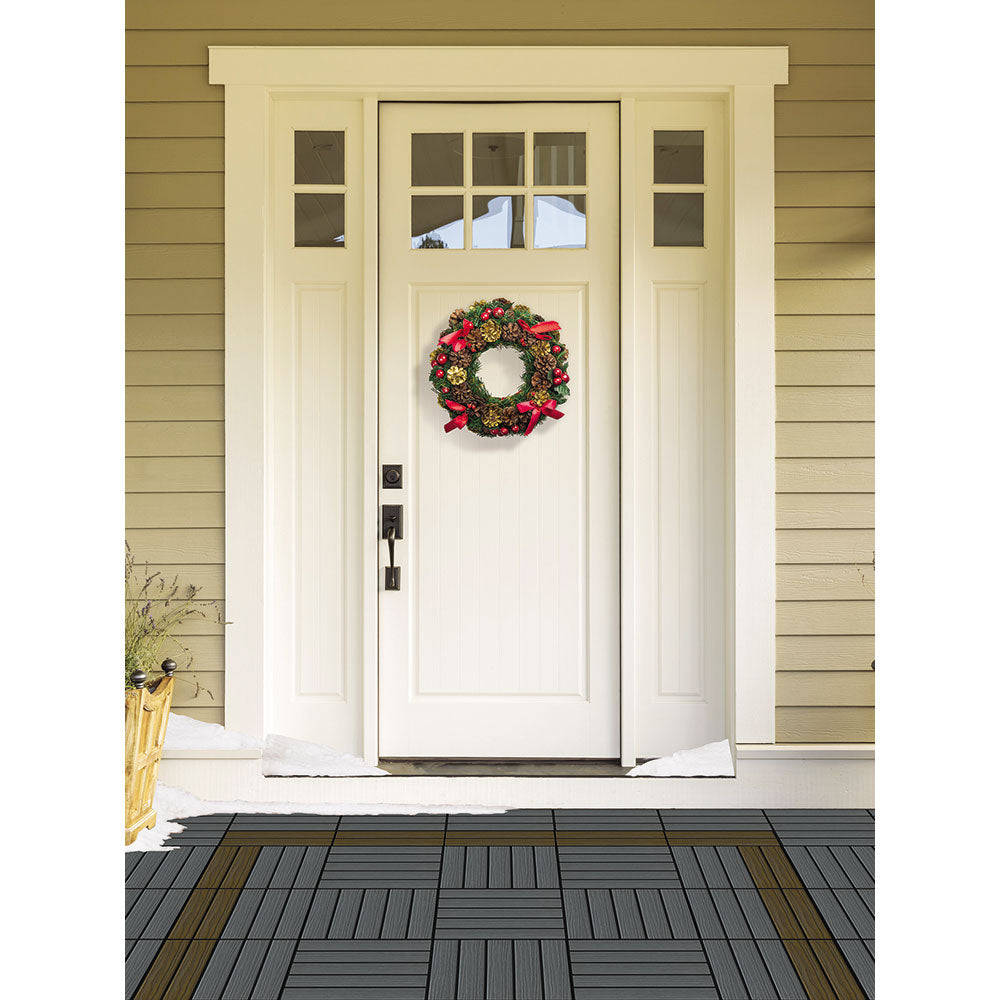 AURA 12" x 12" Premium Polymer Outdoor Patio Deck Tile, Driftwood Gray (6 Pack)