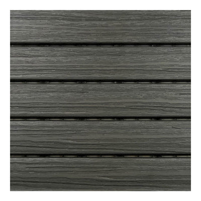 AURA 12" x 12" Premium Polymer Outdoor Patio Deck Tile, Driftwood Gray (6 Pack)