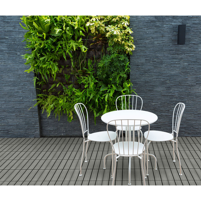 AURA 12" x 12" Premium Polymer Outdoor Patio Deck Tile, Driftwood Gray (6 Pack)
