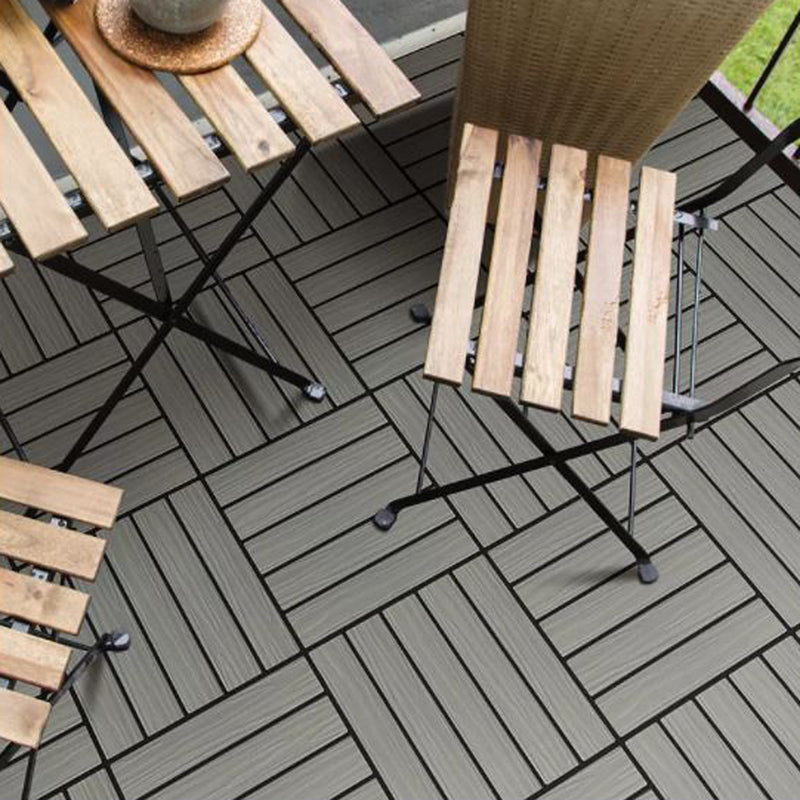 AURA 12 Inch x 12 Inch Premium Polymer Outdoor Patio Deck Tile, Gray Oak, 6 Pack