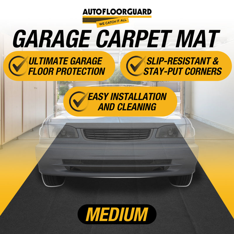 AutoFloorGuard AFG8018 17 Foot x 7.3 Foot Medium Size Garage Carpet Mat, Black