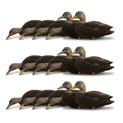Avian X AXF Flocked Full Body Rugged Durable Black Ducks Fusion Pack, 18 Pack