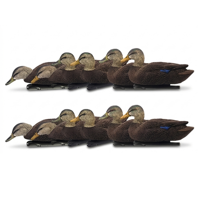 Avian X Topflight Black Ducks Realistic Decoy Sets with Flocked Bodies, 12 Pack